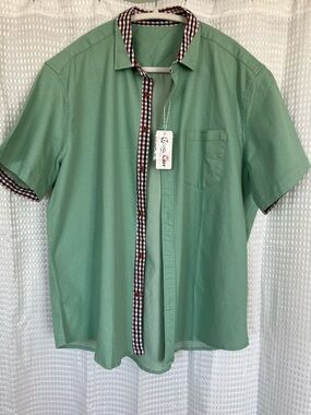 Coofandy Green Short Sleeve Button Up Shirt Contrast Trim NWT Men’s XL